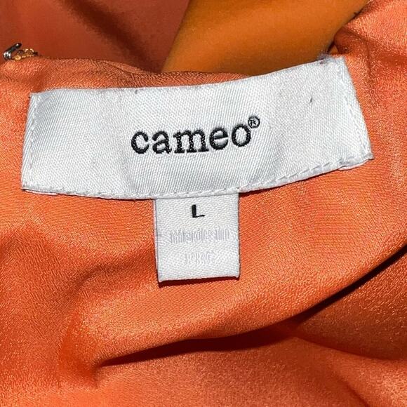 Cameo Dress Peplum Style Open Sides Back Stunning Orange Large Fully Lined - Picture 5 of 8